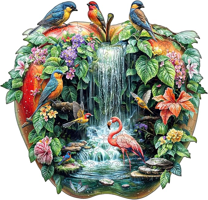 Wooden Puzzles for Adults - Paradise Garden Wooden Jigsaw Puzzle, Unique Animal Shaped Wood Puzzles Adult, Christmas Birthday Gifts for Friends/Family, Home Decor 13.4 * 12.8in 235pcs