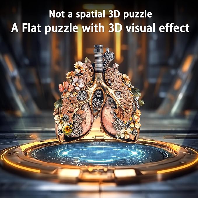 Wooden Puzzles for Adults - Mechanical Lung Puzzle, Unique Shape Wooden Jigsaw Puzzle for Adults, Gifts for Friends and Family, Wood Puzzles Adult, Home Decor (M -11.4 * 10.6in -175 Pieces)