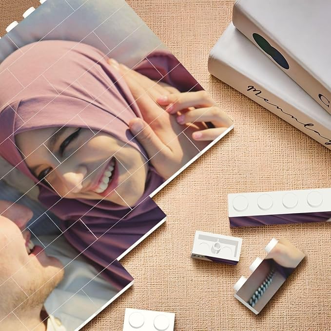 Custom Building Brick Personalized Photo Block Puzzle Valentines Day Gifts Building Block Family Portrait Photograph DIY Gifts for Women, Men,Kids Horizontal Shaped Brick Puzzle (Rectangular)