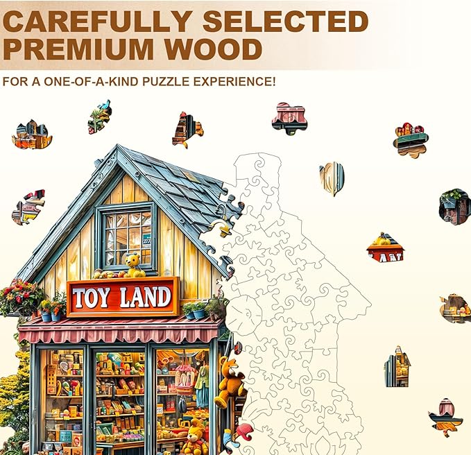 Jigfoxy Wooden Puzzle for Adults, Toy Land Jigsaw Puzzles for Adult, Unique Animal Shape Wood Cut Puzzles, Christmas Thanksgiving Gifts for Friends Family (S-8.5 * 8.4in-100pcs)