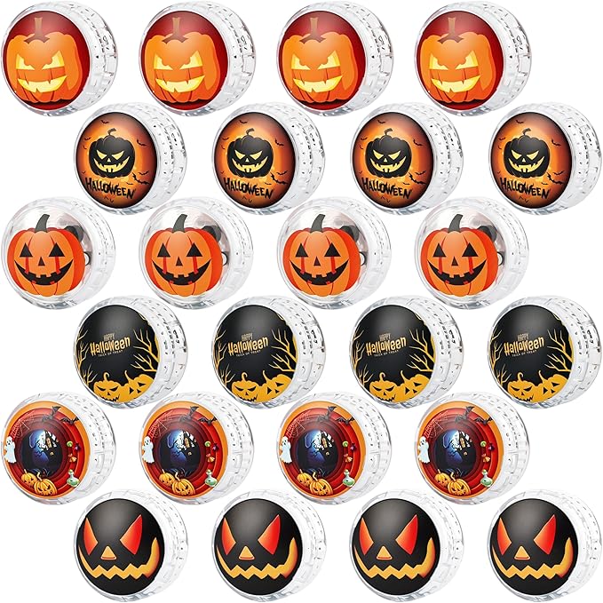 24 Pcs Halloween Yo Yo Toys LED Light Up Yo Yo Bulk Pumpkin Plastic Responsive Bearing Ball for Halloween Birthday Gifts Party Favor