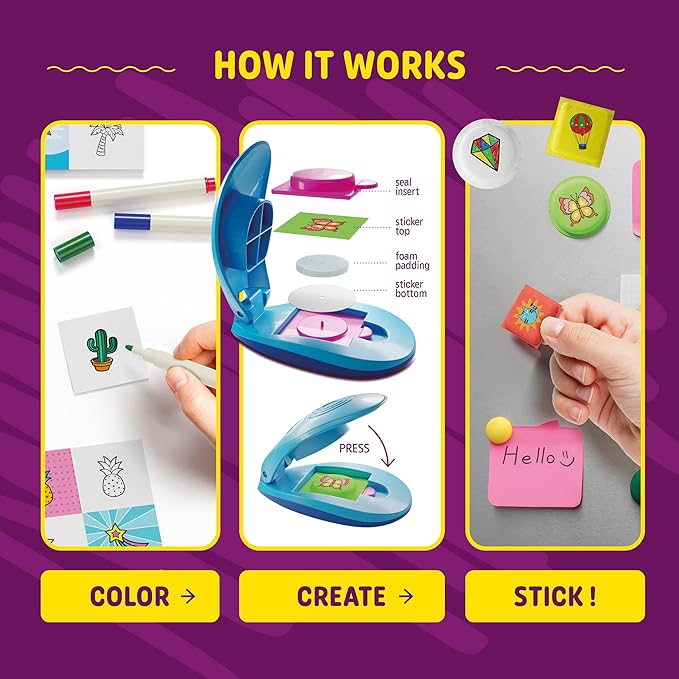 Puffy Sticker Maker Kit for Kids - Make Your Own 3D Stickers - Create DIY Squishy Arts and Crafts - Craft Kits for Girls & Boys Ages 6-10 - Birthday Gift Ideas Age 6 7 8 9 10 Year Old Gifts