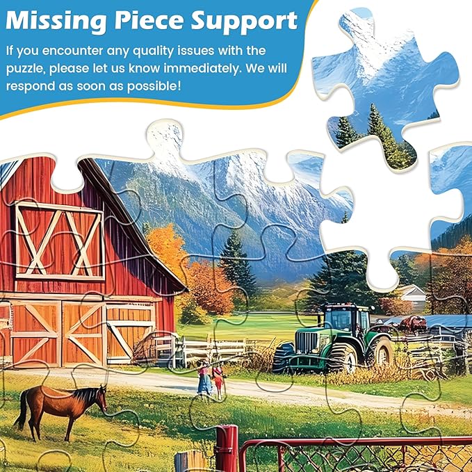 2 Pack 300 Pieces Puzzle for Adults,Autumn Puzzle Farm Jigsaw Puzzles 300 Pieces for Adults Kids Seniors Countryside Jigsaw Puzzle Premium Cardboard Puzzles for Tabletop Family Activity Gift