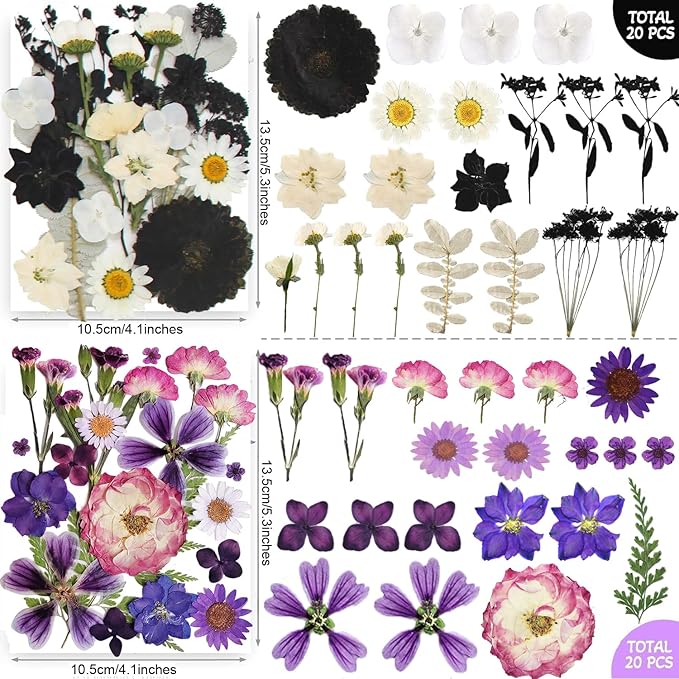 301Pcs Dried Pressed Flowers Leaves & Butterfly Stickers for Crafts,TrendCart Real Natural Dry Pressed Flowers for Resin Molds Nails Art Candle Making Phone Cases DIY Art Crafts Jewelry Making