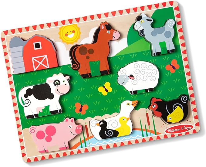 Melissa & Doug Farm Wooden Chunky Puzzle (8 pcs) - FSC Certified