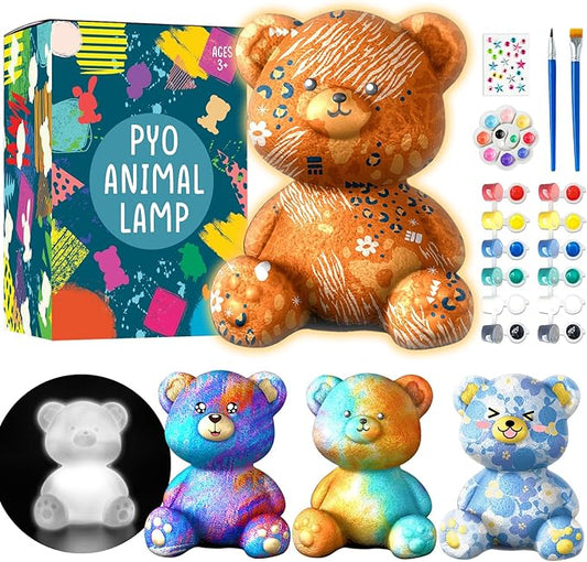 Goodyking Paint Your Own Bear Lamp Kit, DIY Night Light, Arts & Crafts for Teens Girls Boys, Painting Kit for Kids, Room Decorations, Christmas Crafts Birthday Gifts for Kids Ages 3 4 5 6 7 8 9