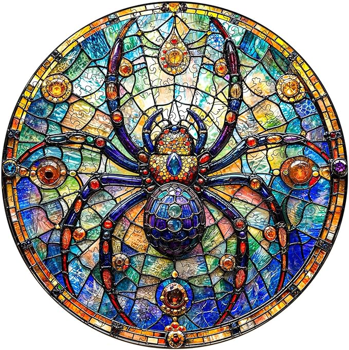 Wooden Puzzles for Adults, Wooden Jigsaw Puzzles for Adults Kids, Gem Spider Shadow Unique Shaped Wood Puzzles Adult, Creative Birthday Gifts for Friends Family Game(11.4 * 11.4in 200pcs)