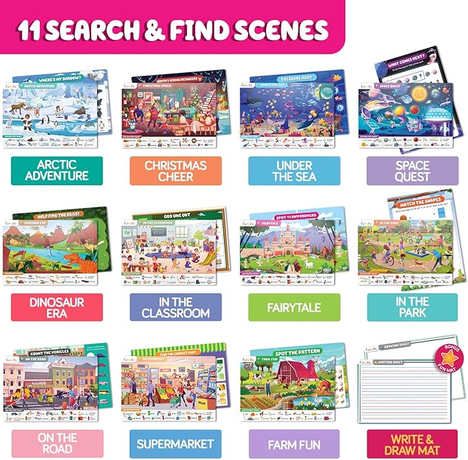 Search and Find for Kids & Toddlers - Preschool Learning Activity Book, Art and Craft Supplies, Seek Find Games, Birthday Gifts for Girls & Boys, Educational Toys for Ages 3, 4, 5, 6 Year Old
