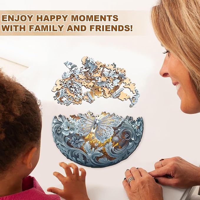 WOODBESTS Wooden Puzzles for Adults (270 Piece, L, 13.4 * 13.4in) Celestial Wings Wood Puzzle Adult, Unique Wooden Animal Jigsaw Puzzles, Family Game and Birthday Gifts for Friend