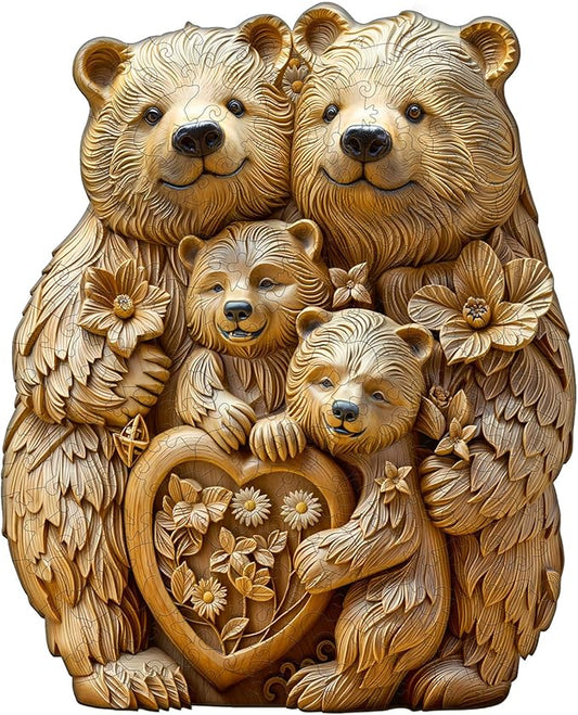 Wooden Puzzle for Adults-Wooden Puzzle Unique Shape Advanced Woodcarve Bear Wooden Jigsaw Puzzle for Adult, Wood Puzzles,Challenge Wooden Jigsaw Puzzle(M-13.4 * 10.9in 235pcs)