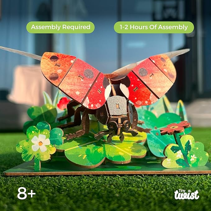 3D Wooden Puzzles for Adults, Garden Insects Collection, Educational DIY, Ladybug, Bees and Dynastes Models (Ladybug)