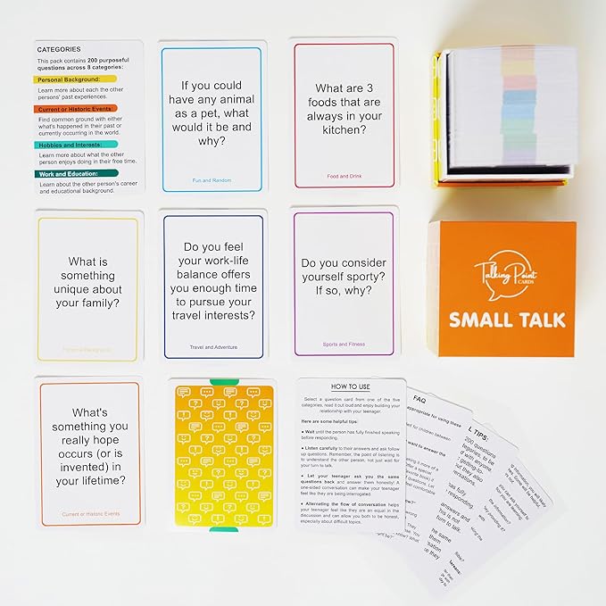 200 Icebreaker Conversation Cards - Improve Your Small Talk & Make Deep Connections - Perfect for Parties, Gatherings & More - Always Have Something to Say - Discuss Fun Questions & Interesting Topics