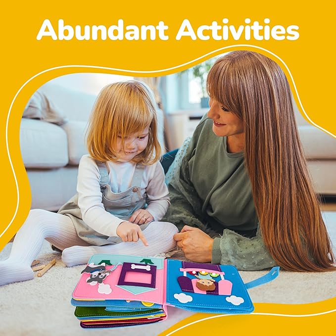ArtCreativity Montessori Quiet Book - Busy Book for Kids with 16 Pages Full of Interactive Activities - Montessori Toys for Children - Portable Travel Toys - Sensory Toys