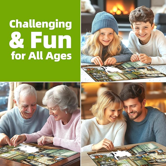 Vintage Country Kitchen Jigsaw Puzzle 1000 Pieces for Adults Cozy Farmhouse Scene Cat Sunflowers Rustic Decor Challenging Puzzle Games Fun Family Activity （27.6" x 19.7"）