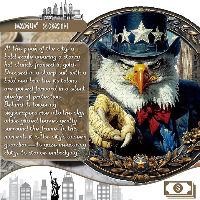 Wooden Jigsaw Puzzle, 200-500 Pieces Unique Shape Animal Puzzle, for Adults & Kids, Birthday Gift Family Game, Decorative Puzzle, Unique Gift (Eagle's Oath, 200 PCS)