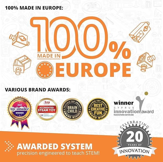 Engino- STEM Toys, Mechanics Cams & Cranks, Engineering Kit for Kids 9+, Learning & Education Set, Gifts for Boys & Girls, STEM Building Toys (8 Model Options)