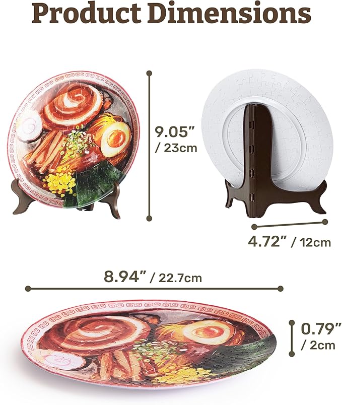 3D Puzzle Plate 124 Pieces - Soy Sauce Chashu Ramen - Jigsaw Puzzle for Adults, Decorative Plate with Durable Plastic Pieces, Ideal Gift for Home or Office Décor [PL1012]
