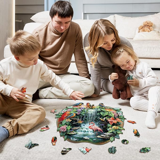 Wooden Puzzles for Adults - Paradise Garden Wooden Jigsaw Puzzle, Unique Animal Shaped Wood Puzzles Adult, Christmas Birthday Gifts for Friends/Family, Home Decor 13.4 * 12.8in 235pcs