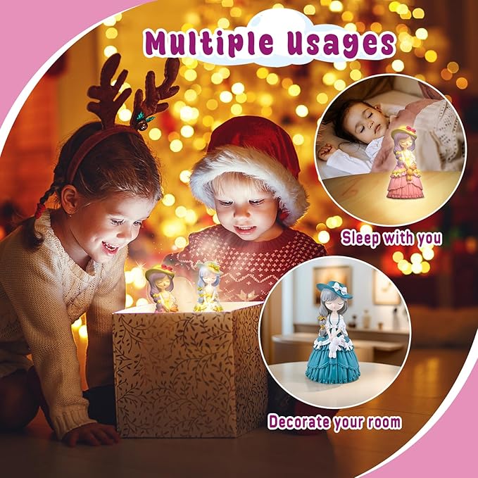 ASIOWELY Paint Your Own Princess Girls Lamp Kits,Arts and Crafts Supplies for Kids Toys Ages 4-6-8,DIY Art Night Light Painting for Girl Ages 5-10,Birthday Gifts for 3-12+ Year Old Toddler Teens Adult