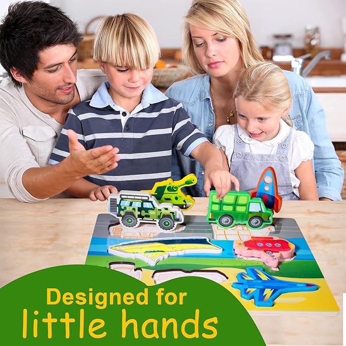 Wooden Peg Puzzle for Toddlers 1-3 Year Old,Funsland Puzzles Gifts Colorful Toys Cartoon Gifts,Arsenal Puzzles