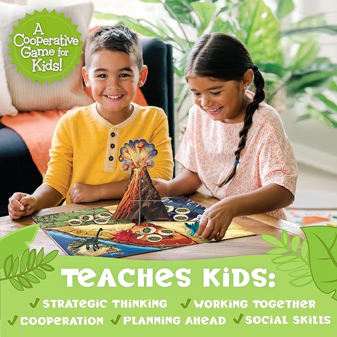 Peaceable Kingdom Dinosaur Escape Cooperative Memory Game of Logic and Luck for 2 to 4 Kids Ages 4+