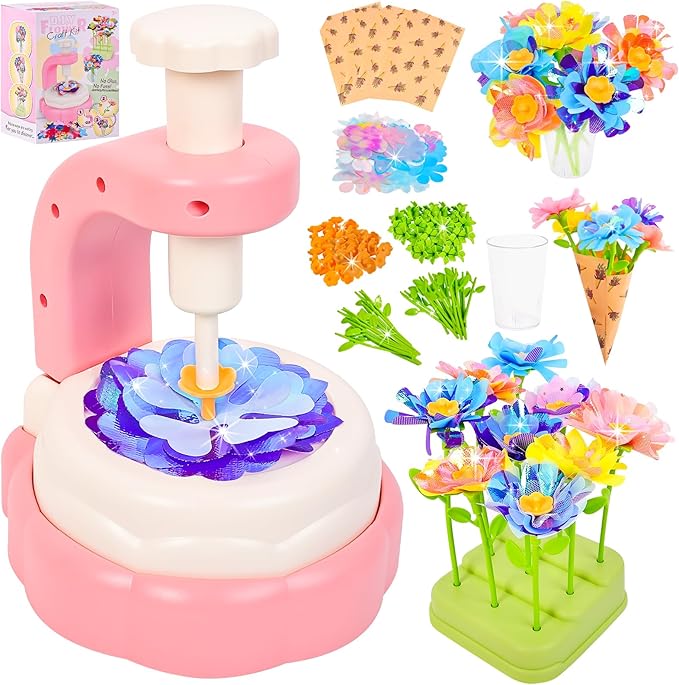 HOLYOWL DIY Flower Bouquets Craft Kits for Kids, Build Your Flower Bouquet Making Kits Educational Activity Toy Birthday Gifts for 4 5 6 7 8 9+ Years Old Toddler Girls & Boys