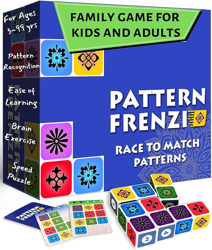 Pattern Matching Board Game for Kids & Adults, Family Night Board Games, Block Puzzle Games for Kids, Ages 3+ to 99 yrs, Play 1 to 5 Players, for Birthdays, Premium Quality Solid Wood