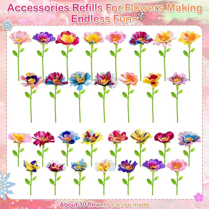 Tubkam DIY Flower Bouquet Accessories, Fabric Bouquet, Replacement Flower Craft Parts, Arts and Crafts Toy Accessories for Girls 4+ Year Old