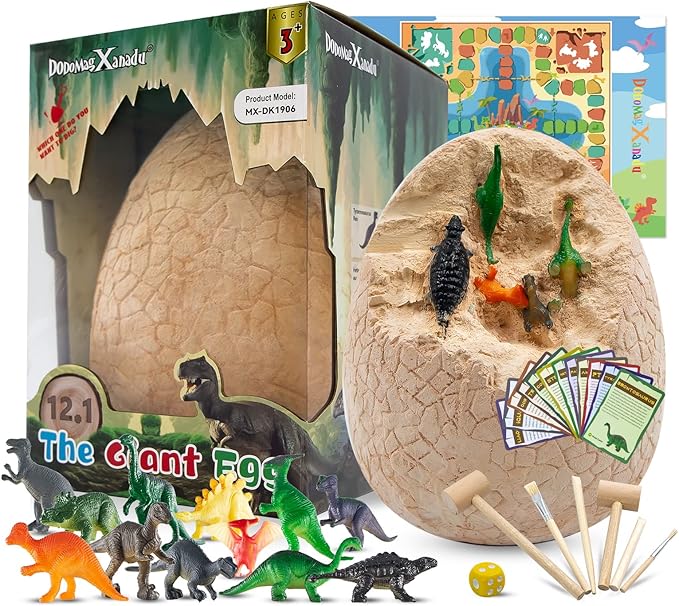 DoDoMagxanadu Dinosaur Egg Excavation Kit, Dinosaur Egg Toys for Boys Discover Jumbo Egg,Dino Egg Dig Kit Stocking Stuffers Science STEM Dinosaur Party Favors for Boys & Girls