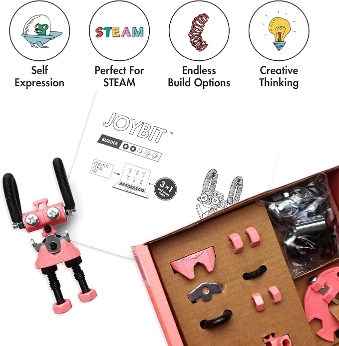 The Off Bits JoyBit Build Your Own Robot Toy Construction Set, Educational Easter Gift Ideas STEM Activities Learning Kit, Creative Build and Play Model Kit Steam Toys for 6 7 8 9 10+ Year Old