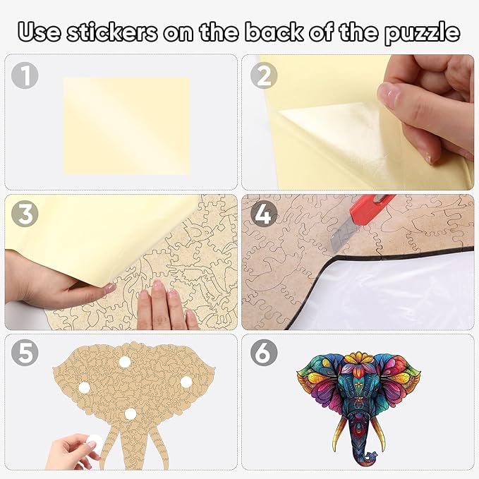 Ruikiyart Wooden Puzzles for Adults, 5MM 200 Pieces Mandala Elephant Jigsaw Puzzles Unique Shapes, Animal Puzzles Gift for Kids and Adults on Birthday,Thanksgiving,Christmas (11.8"x12.8")