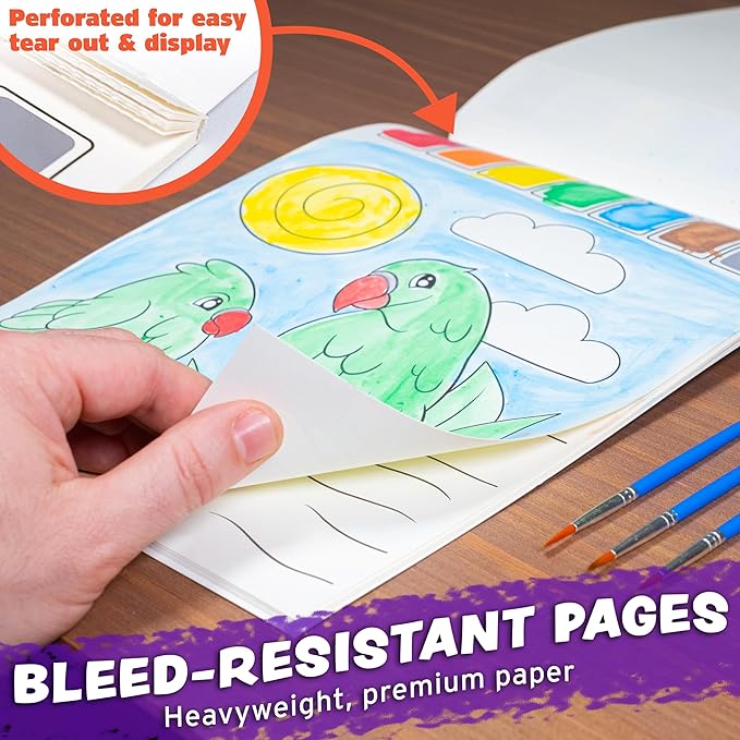 Imagination Works® Paint with Water Books for Kids, 3 Pack | Watercolor Coloring Book Set for Toddler Activities | Spillproof Kids Paint Palettes on Each Page (Jungle, Vehicles, Woodland)