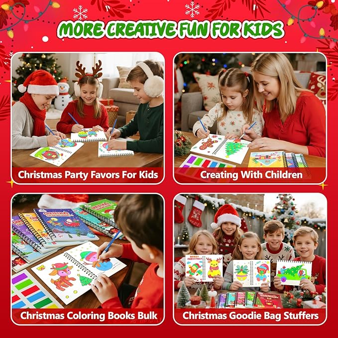 ZMLM 24 Water Coloring Books for Kids Party Favors - Bulk Mini Coloring Books for Kids Ages 4-8,Small Birthday Goodie Bag Stuffers School Teacher Return Gift Art Crafts Classroom Prizes (Christmas)