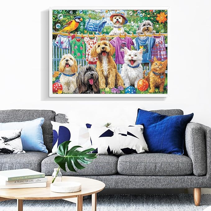300 Piece Puzzles for Adults, Cute Dog Jigsaw Puzzle for Adults Children Elderly, Large Piece Fun Animal Puzzle for Kids Ages 8-10 10-12, Challenging Landscape Puzzles,Family Game Great Gift 20.5*15in