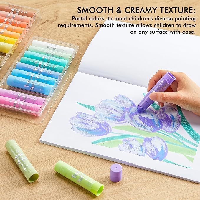 Shuttle Art Tempera Paint Sticks, 20 Pastel Colors, Solid Tempera Paint for Kids, Super Quick Drying, Works Great on Paper Wood Glass Ceramic Canvas