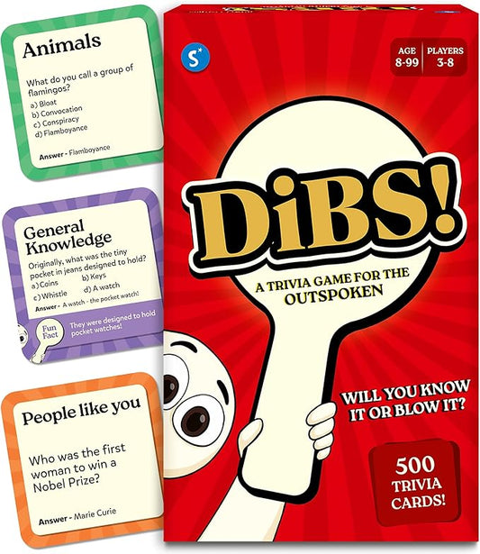 Skillmatics Card Game - DIBS, Fast-Paced Trivia Game, Fun & Educational Game for Family, Friends, and Parties, Quick Thinking, 10 Categories, Gifts for Kids, Teens, and Adults Ages 8, 9, 10 & Up
