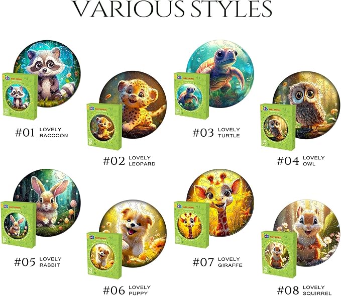 Christmas Birthday Gifts for Kids Girls Boys, Wooden Jigsaw Puzzles for Kids Ages 4-6, 50 Piece Unique Shape Animal Theme Puzzle - Preschool Learning Educational Toys for Kid 3+ (owl)