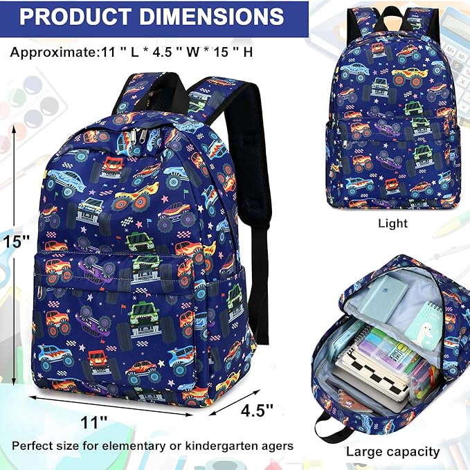 LEDAOU Kids School Backpack with Lunch Box for Boy Girl Toddler BookBag School Bag Preschool Kindergarten Backpack