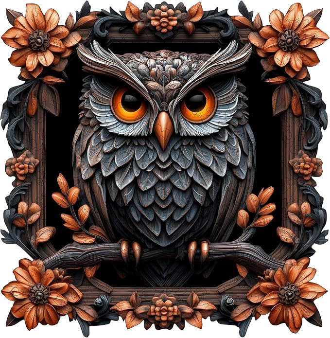Wooden Puzzles for Adults 491 Pieces, Owl Wooden Jigsaw Puzzles, Animal Adult Puzzles, Irregular Wood Puzzles Creative Gift for Adults and Kids Family Brain Game, 16.5x16.1 inch