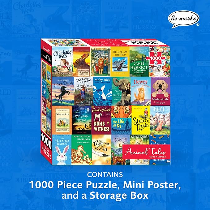 Re-marks Animal Tales Book-Cover Puzzle, 1,000-Piece Jigsaw Puzzle for All Ages