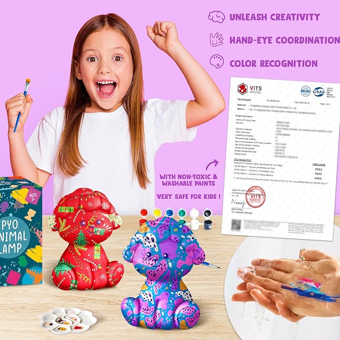 Goodyking Paint Your Own Sheep Lamp Kit, DIY Crafts Night Light, Arts & Crafts for Kids Ages 8-12, Painting Kit Art Supplies Birthday Party Holiday Gift for Teens Girls Boys Age 3 4 5 6 7 8+