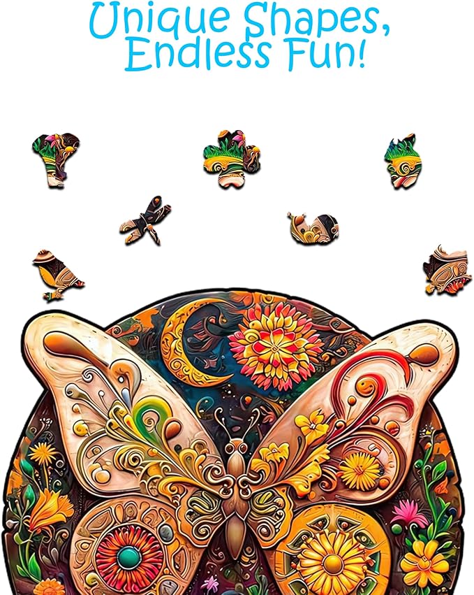 CRAFTHUB Animal Wooden Puzzles for Adults – A3 Baroque Butterfly with 177 Pieces Wood Puzzles – Jigsaw Puzzles with Unique Animal Shapes – 10.8" x 10.9"