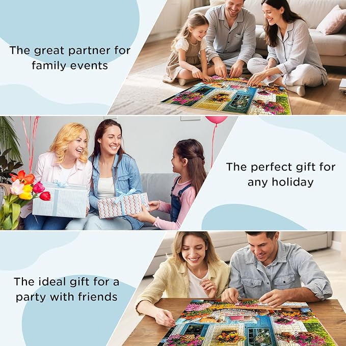 300 Piece Puzzles for Adult, Colorful Flower Jigsaw Puzzle 300 Pieces for Adults Kids Seniors, Beautiful House and Puppy Adults Puzzle for Family and Friends Party Gifts Decor 20.5×15 in