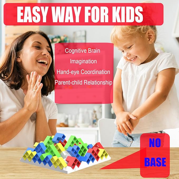 Tower Building Balance Board Game, Stacking Game for Family, 360° Drop Tower Swing Stacking Desktop Game for Teens & Adults, Parties Fun Games