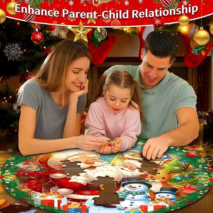 71 Piece Christmas Puzzles Kids Santa Puzzle Winter Jumbo Floor Puzzle for Kids Ages 3,4,6,9,10,11,12+,Holiday Floor Jigsaw Puzzles,Kid's Early Learning Floor Puzzles Christmas Birthday Gift
