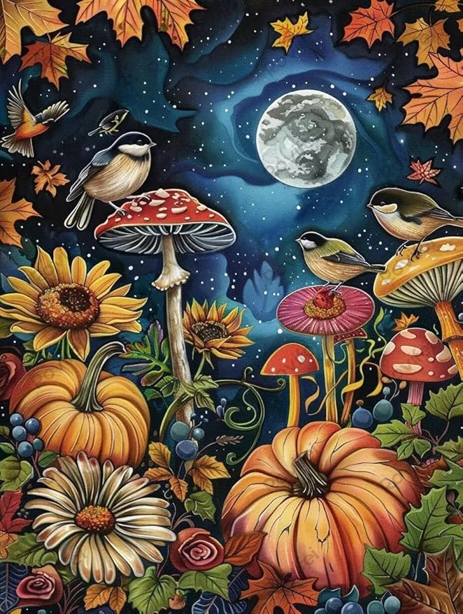 Thanksgiving Puzzles for Adults 1000 Pieces Autumn Mushroom Puzzles for Kids, Each Piece Fits Together Perfectly - for Room Decor Home Decor Bathroom Decor - Unique Gifts 30x20 inch