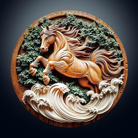 Wooden Puzzles for Adults - Flat Puzzle with 3D Visual Effect Horse Puzzle, Unique Shape Animal Wooden Puzzle, Unique Gift Ideas, Wood Puzzles Adult, Wall Art Puzzle Canvas (M-11.4*11.4in-200 Pieces)