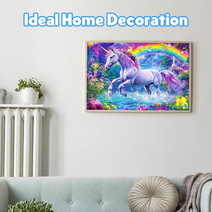 100 Piece Puzzles for Kids Ages 4-6 6-8 Unicorn Rainbow Jigsaw Puzzles Kids Puzzles Ages 5-8 100 Piece Puzzle for Adults Kids Learning Educational Toys Gifts for Girls Boys