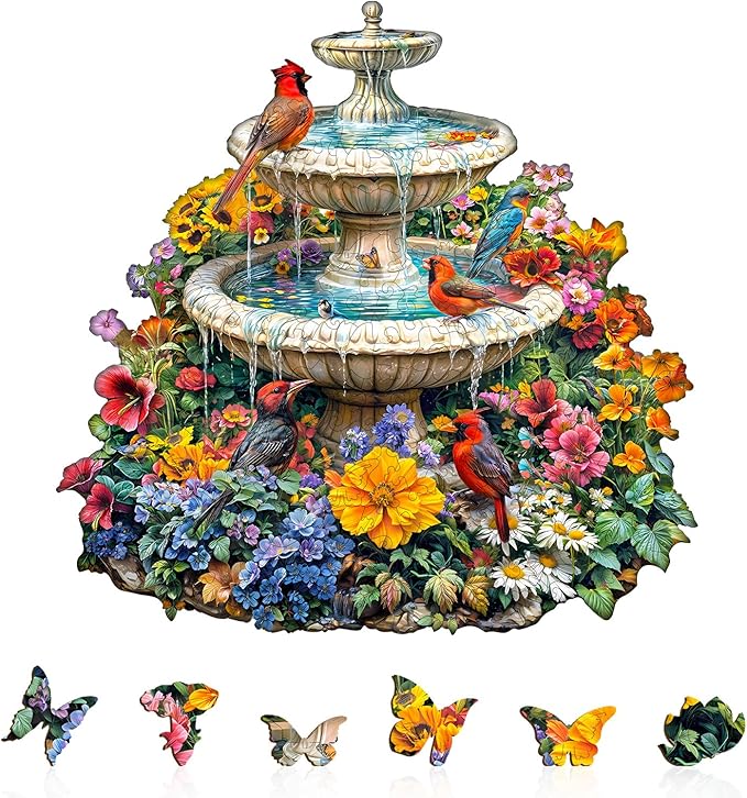 Wooden Puzzles for Adults - Garden Melody Puzzle, Unique Shape Wooden Jigsaw Puzzle, Wood Puzzles Adult, Gift for Family and Friends, Wall Art Home Decor (S-8.5 * 8.4in-90 Pieces)