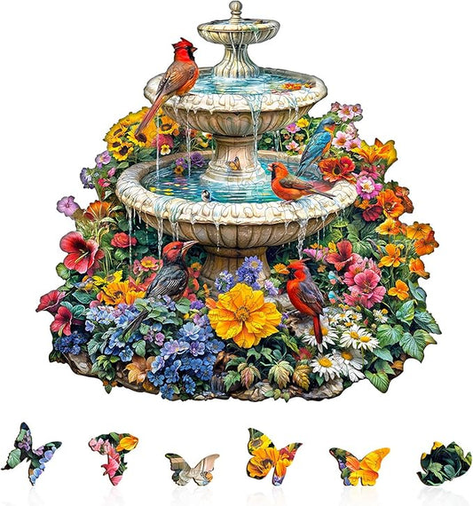 Wooden Puzzles for Adults - Garden Melody Puzzle, Unique Shape Wooden Jigsaw Puzzle, Wood Puzzles Adult, Gift for Family and Friends, Wall Art Home Decor (S-8.5 * 8.4in-90 Pieces)